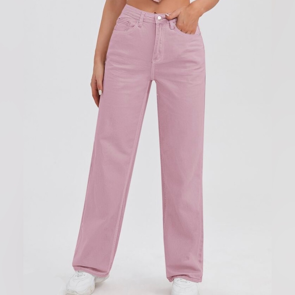 High waisted straight jeans